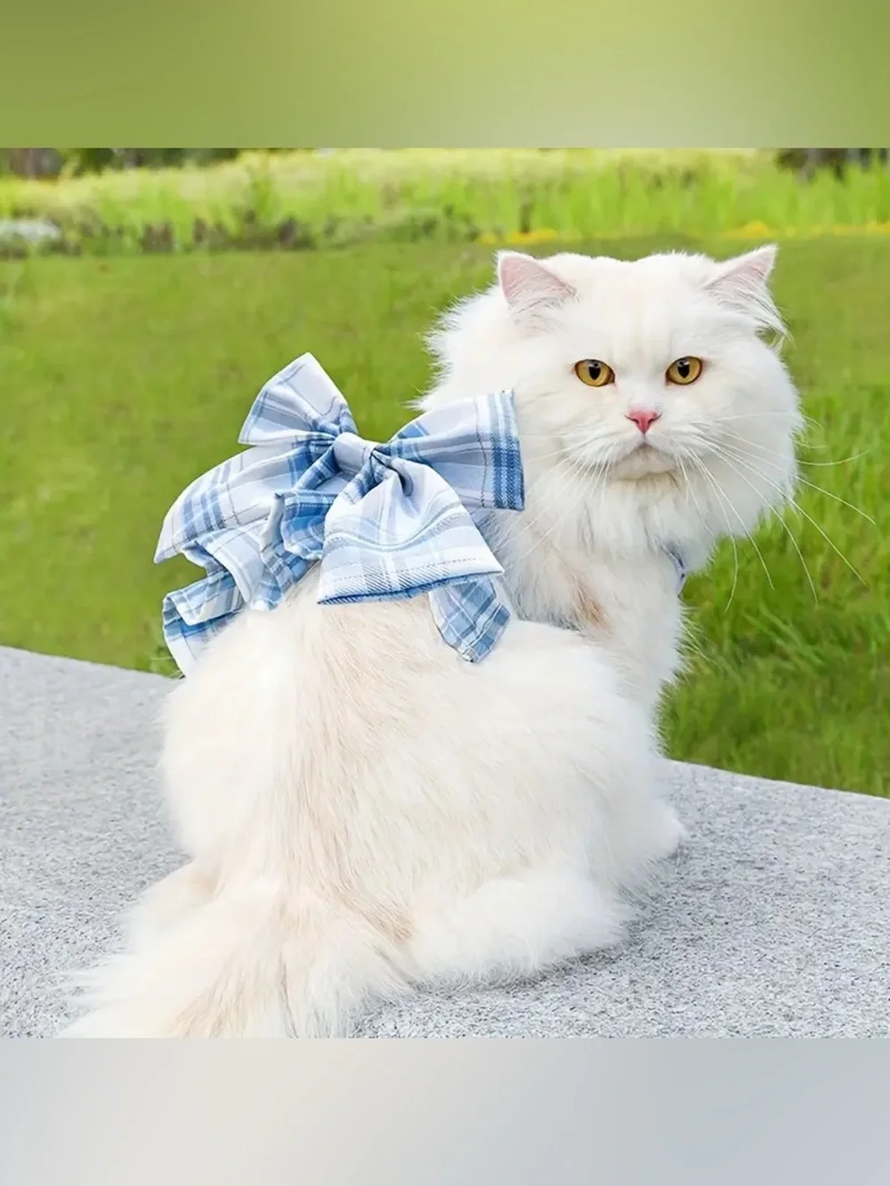 Plaid Bow Dog and Cat Leash yellow